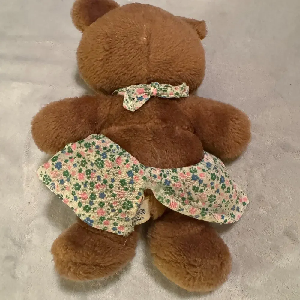 Vintage 1978 Dakin Nelly Teddy Bear Nature Babies Mama in dress 10